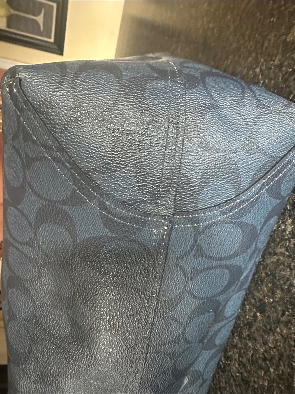Coach Reversible Chalk/Navy Signature Canvas Tote Bag READ DETAILS - Picture 5 of 16